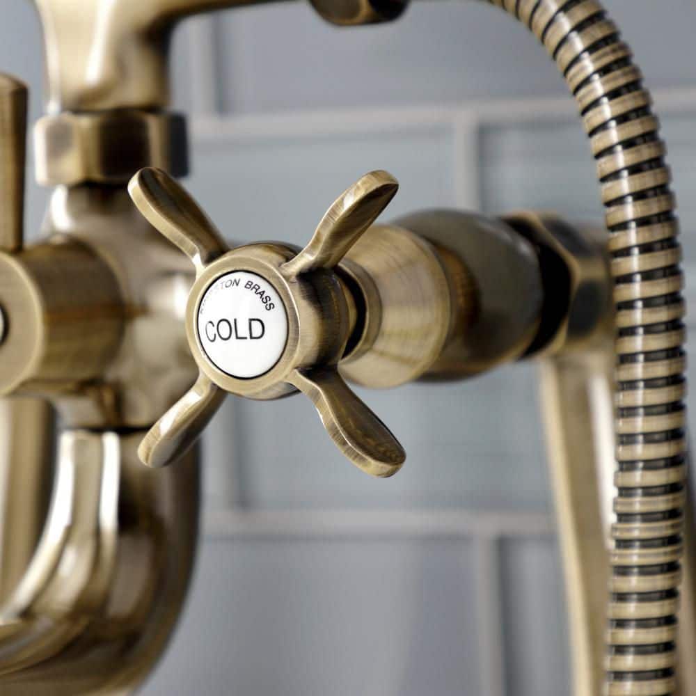 Antique Brass Deck Mount Clawfoot Tub Faucet with Hand Shower
