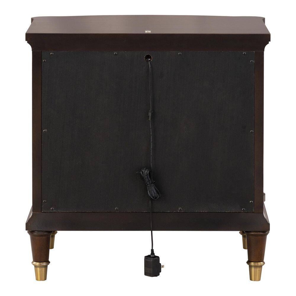 Whitney 24 in. Dark Cherry Rectangular Wood Top End Table with LED and Pull Out Tray - thumbnail 5