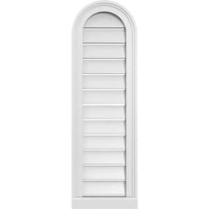 12 in. x 38 in. Round Top White PVC Paintable Gable Louver Vent Functional