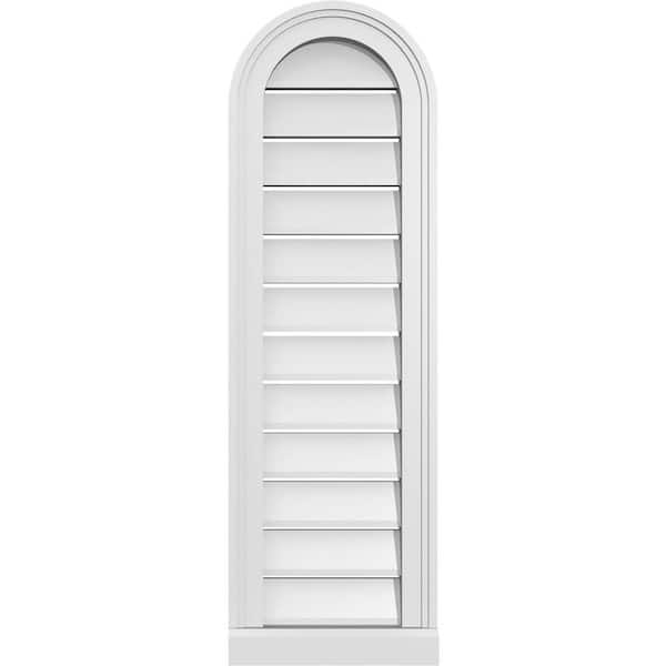 Ekena Millwork 12 in. x 38 in. Round Top White PVC Paintable Gable Louver Vent Functional
