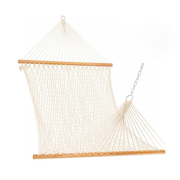 12 ft. Portable Hammock Bed Double Hammock with Spreader Bar in Beige