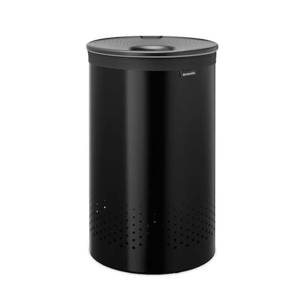Matte Black (H 25.0 in x W 15.0 in x D 15.0 in) Steel Contemporary Round Laundry Room Hamper