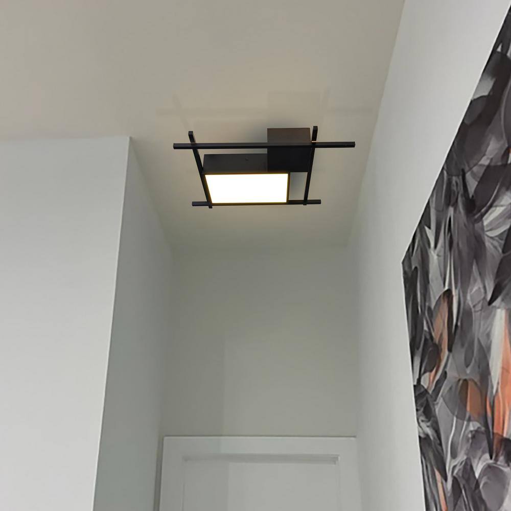 Radium 19" Black Aluminum LED Geometric Flush Ceiling Light
