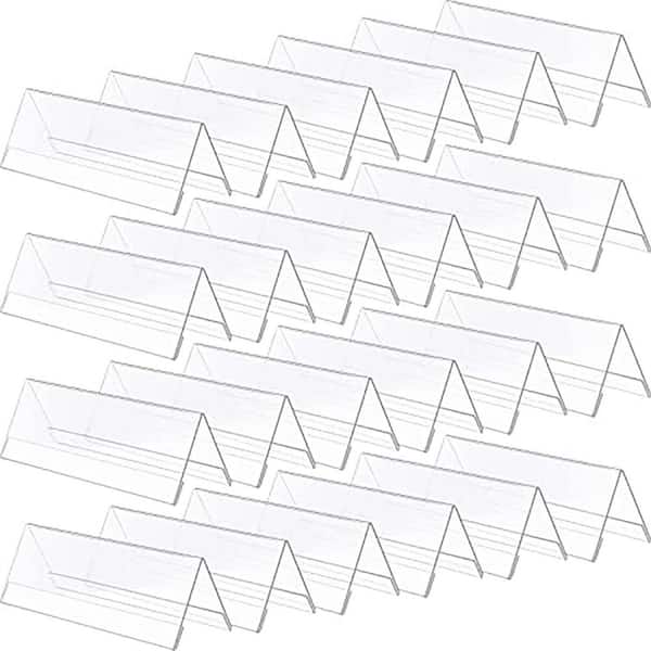 24 Pack Clear Acrylic Name Plate Desk Sign Holder Double Sided Table Display for Office Conference Classroom