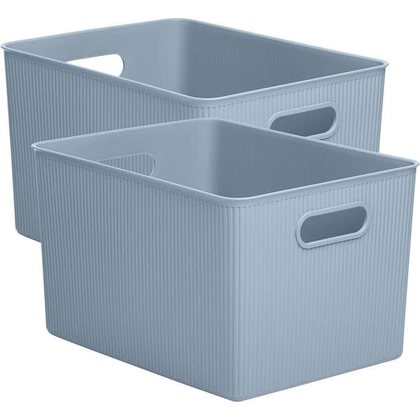 SUPERIO 23 Qt. Plastic Storage Bin, Set of 2, Stone Blue