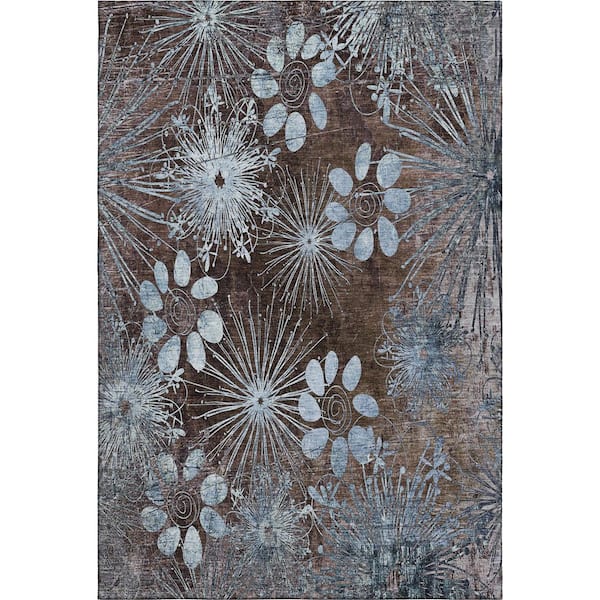 Mayfield Premium Machine Washable Abstract AMF2225 Brown 3 ft. x 4 ft. Area Rug