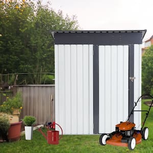 5 ft. W x 3 ft. D Garden Metal Storage Shed Outdoor Storing Tools with Hinge Door for Garden Lawn, White (15 sq. ft.)