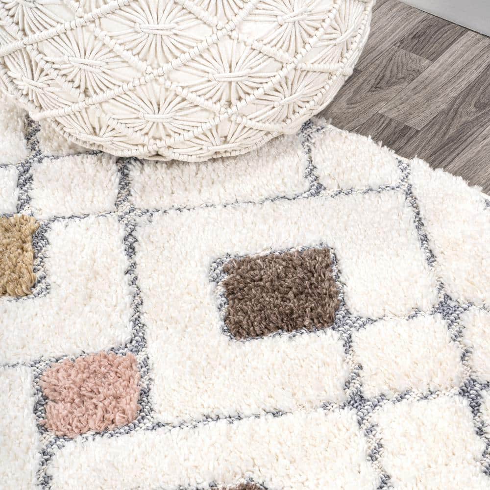 5' x 8' Multi/Cream Synthetic Trellis Area Rug