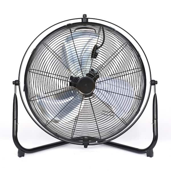 Kahomvis 20 in. 3 Fan Speed Black Portable High Velocity Heavy Duty Metal Floor Fan in Black with Omnidirectional Tilting Head