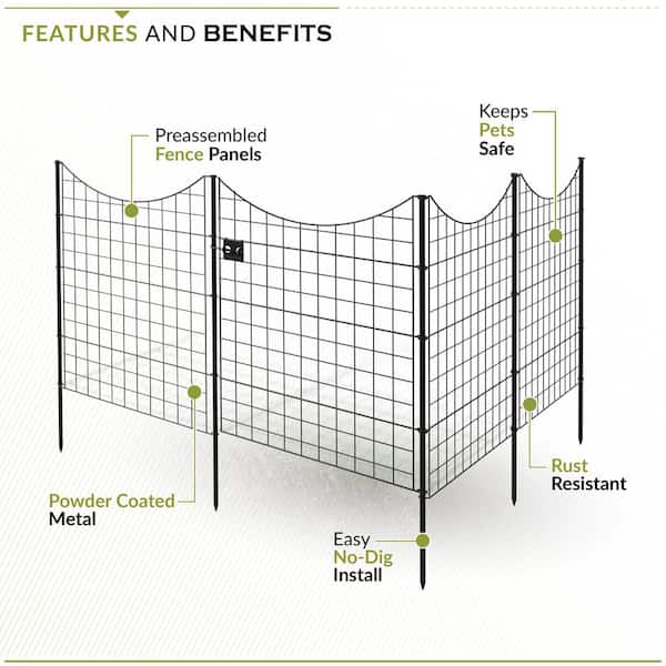 Zippity Outdoor Products 1 Gate 4 Panels 3-ft H x 3-ft W Black Galvanized Iron Scallop No Dig Garden Fence Gate Kit