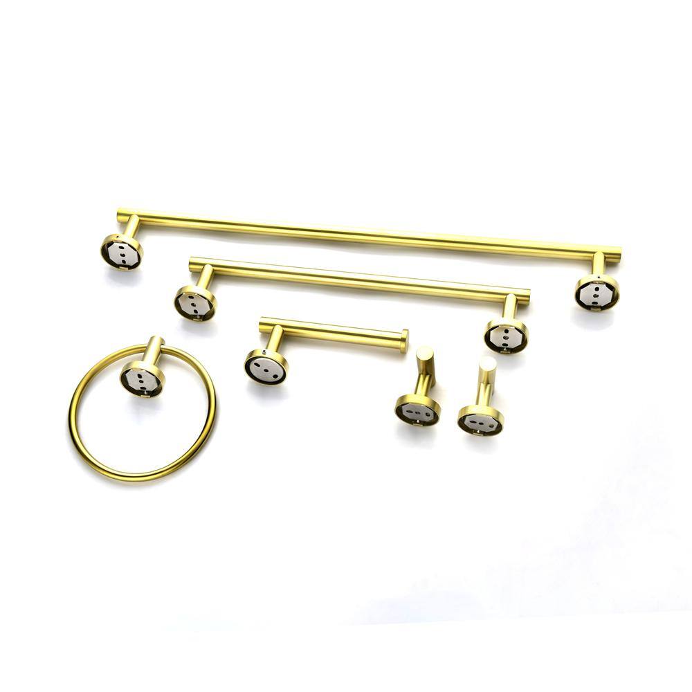6 Pcs 26.5 in. Steel Wall Mounted Bath Hardware Set with Towel Bar&Ring, To