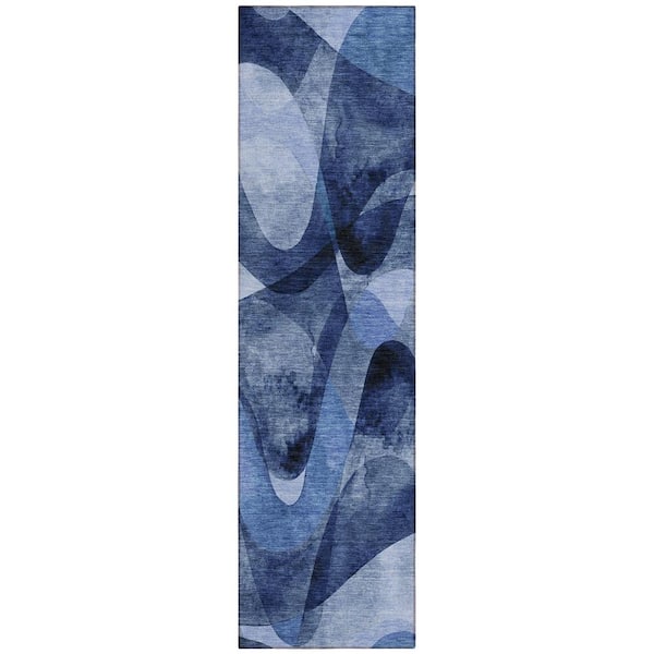 Chantille ACN536 Navy 2 ft. 3 in. x 7 ft. 6 in. Machine Washable Indoor/Outdoor Geometric Runner Rug