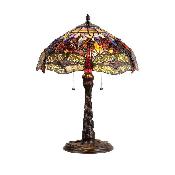 Chloe Lighting Dragan 23 in. Tiffany Style Dragonfly Table Lamp with 16 in. Shade