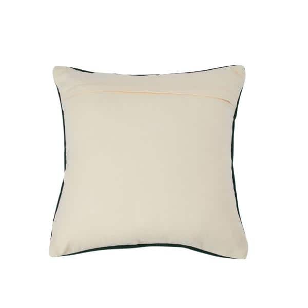 Green and Cream Cotton Wool Square Throw Pillow