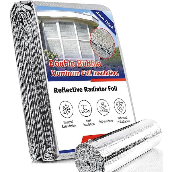 Unbranded Reflective Insulation Foam 59 in. x 10 ft. Radiant Barrier Weatherproof Double Bubble for RV Window Summer Heat