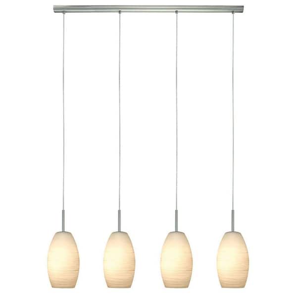 Eglo Batista 1 40 in. W x 59 in. H 4-light Matte Nickel Pendant Light with Frosted Glass Shades