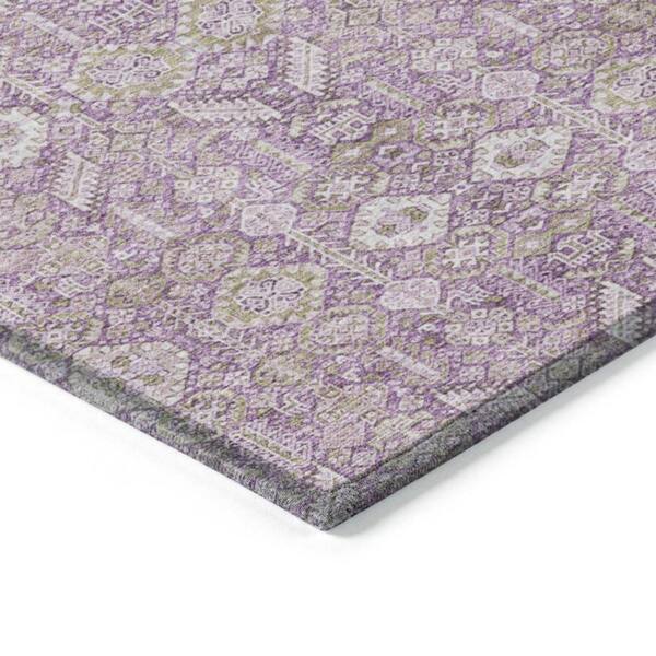 Lavender and Ivory 2 ft. x 8 ft. Woven Floral Runner Indoor/Outdoor Area Rug