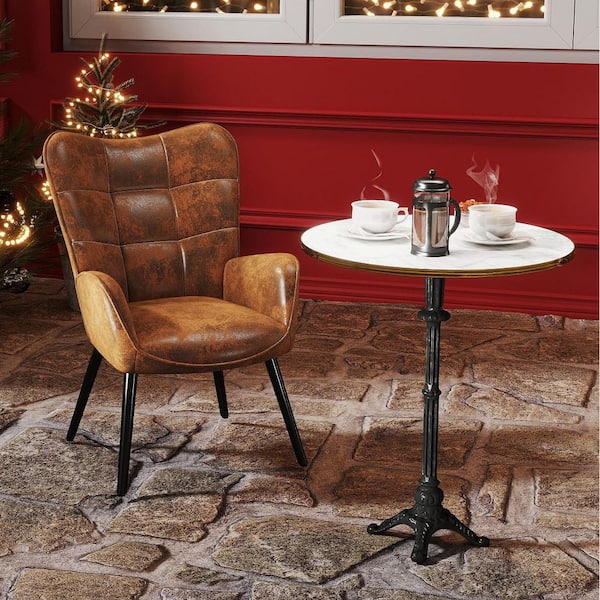 KYIWQ Wingback Dining Chair with Ergonomic Design, Available in Walnut Suede (Set of 1)