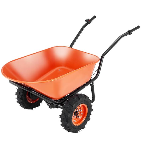 4.5 cu. ft. Plastic Garden Cart, 573 lbs. Max Load, Metal Handle, 16" Track Wheels, Ideal for Lawn, Farm, Garden