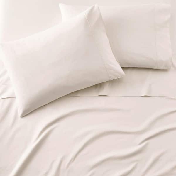 800-Thread Count Cotton 4-Piece Queen Sheet Set in Ivory