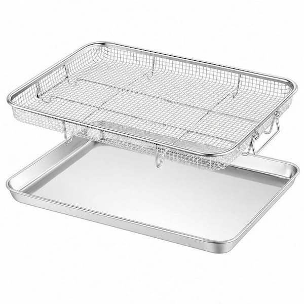 2-Piece Air Fryer Basket and Tray Set for Cooking Baking Broiling Grilling, Heavy Duty and Dishwasher Safe