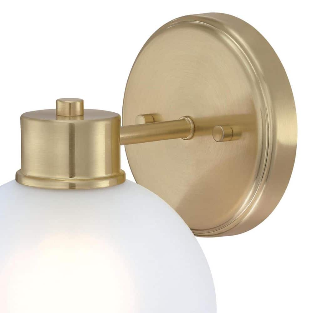 Champagne Brass 9" Wall Sconce with Frosted Glass Globe