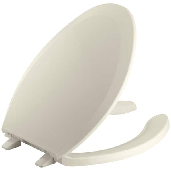 KOHLER Lustra Elongated Open-Front Toilet Seat in Almond