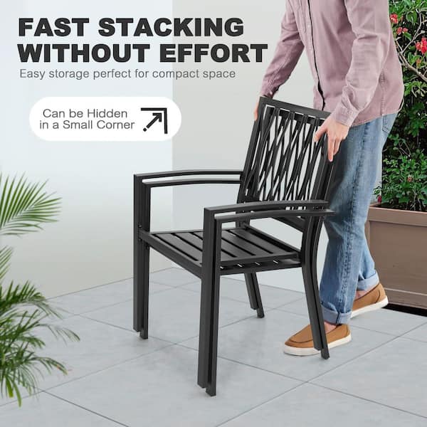 Nuu Garden 7-Piece Black Iron Outdoor Dining Set SID013-01 - The