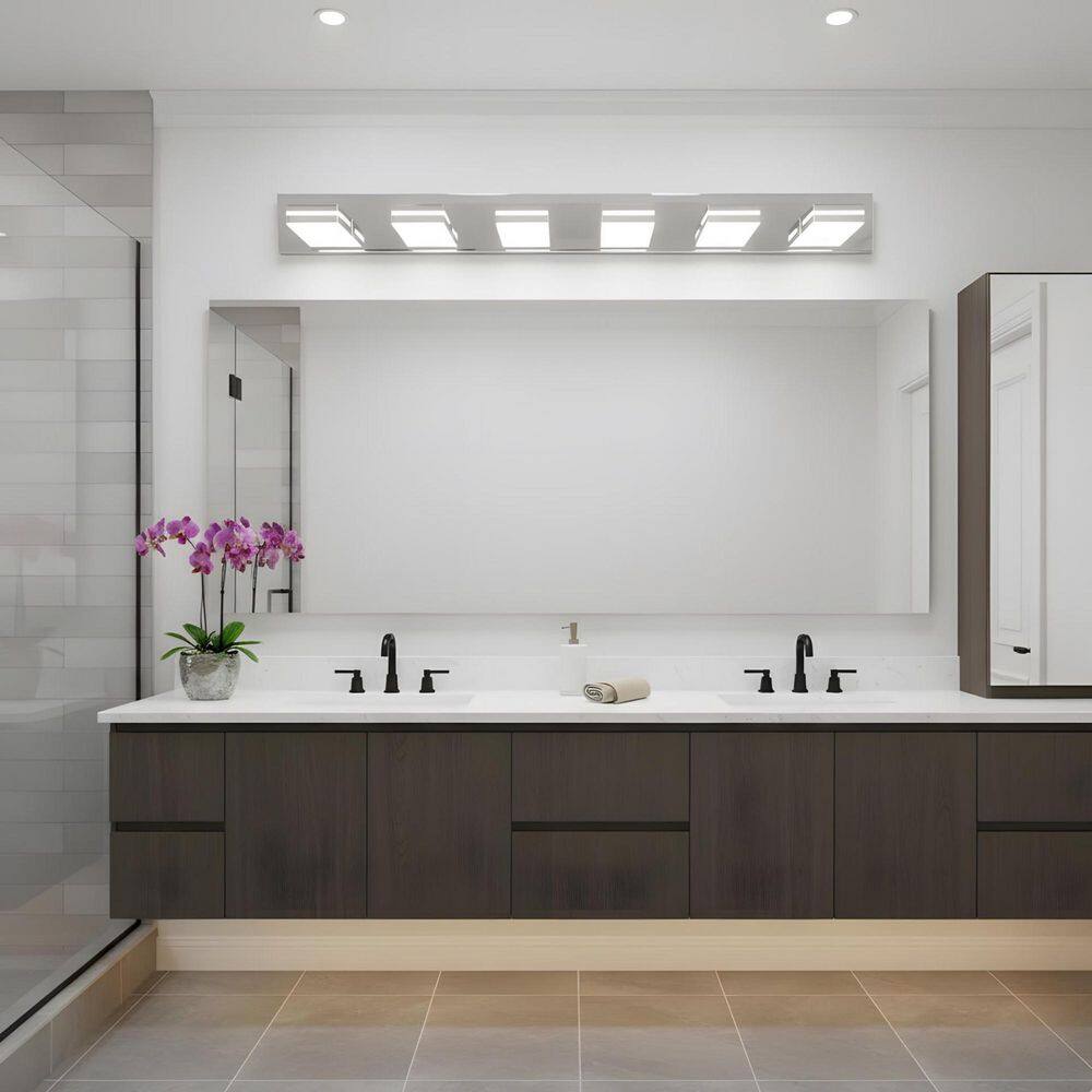 47.2 in. 6-Light LED Chrome Bathroom Vanity Light with Dimmable 6000K Light and 180° Rotatable Shade price history on PriceWatchPro