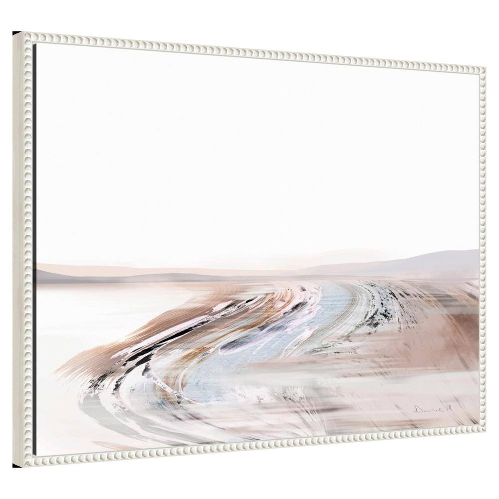 Large White and Beige Abstract Canvas Framed Wall Art