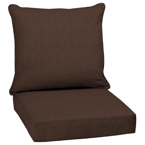 ARDEN SELECTIONS 24 x 24 Chocolate Lamar Texture 2-Piece Deep Seating Outdoor Lounge Chair Cushion