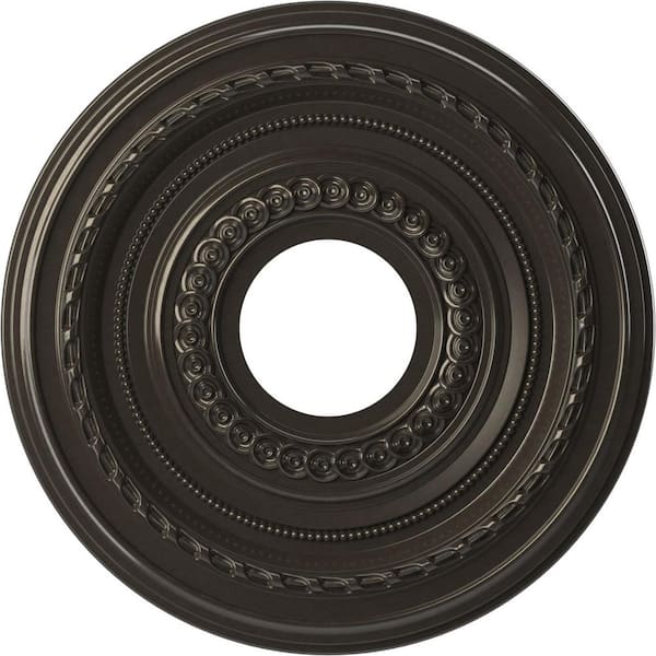 Ekena Millwork 13" O.D. x 3-1/2" I.D. x 3/4" P Cole Thermoformed PVC Ceiling Medallion (Fits Canopies up to 4-1/4"), Metallic Charcoal