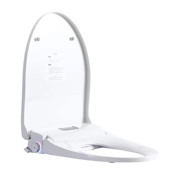 Smart Bidet Toilet Seat with Side Knob Adjustable Heated Seat in White with Night Light, Only Seat, Sector Shape