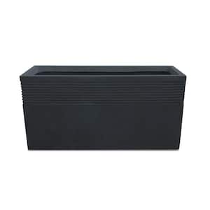 31.5"L Rectangular Charcoal Finish Concrete Planter, Modern Outdoor/Indoor Lightweight Planters Pots with Drainage Hole