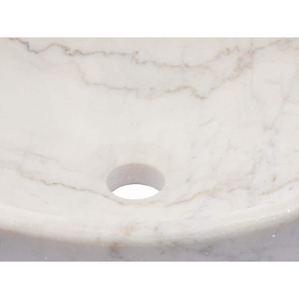 Echo 17'' Honed White Marble Circular Bathroom Sink