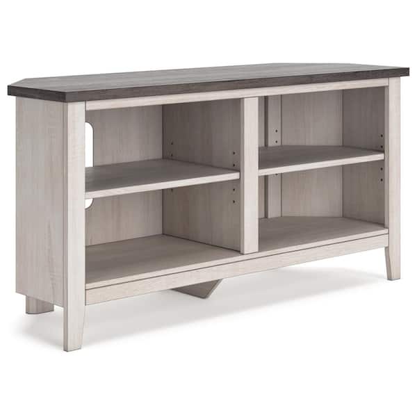 Signature DESIGN BY ASHLEY Dorrinson White/Gray TV Stand Entertainment Center Fits TV's up to 55 in. with Shelf