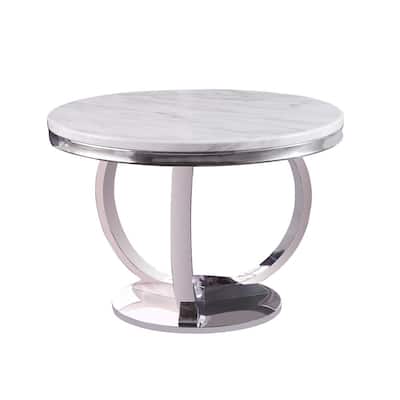 Lexington 43.5 in. L Round White Faux Marble Dining Table (Seats 4)