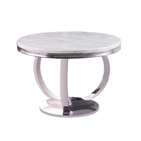 Best Master Furniture Lexington 43.5 in. L Round White Faux Marble Dining Table (Seats 4)
