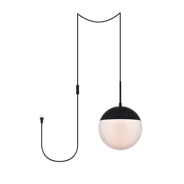 Unbranded Home Living 40-Watt 1-Light Black Shaded Pendant Light with Glass Shade, No Bulbs Included