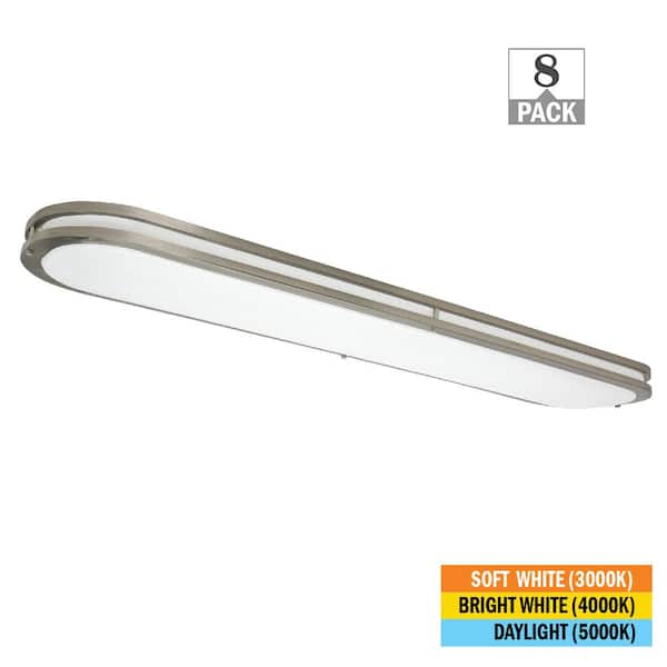 Commercial Electric Orbit 46 in. x 10 in. Brushed Nickel Linear LED Flush Mount Ceiling Light 4160LM 64W Adjustable CCT Dimmable (8-Pack)