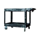 Large 2-Shelf Utility/Service Cart, Lipped Shelves, 500 lbs. Capacity for Warehouse/Garage/Cleaning/Manufacturing