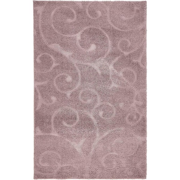 Unique Loom Floral Shag Carved Violet 5' 0 x 8' 0 Area Rug