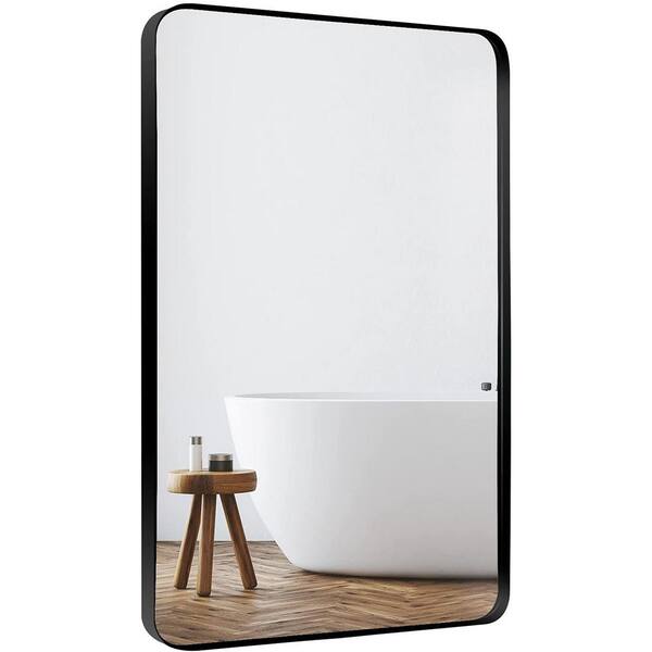  Minuover Wall Mount Mirror for Bathroom, Brush Black Metal  Framed Rounded Corner Rectangular Vanity Mirror (20 x 30, Black) : Home &  Kitchen