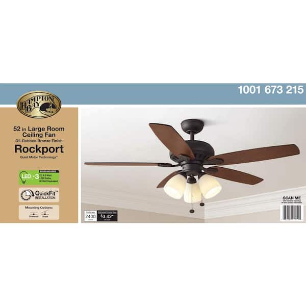 Hampton Bay Rockport 52 In Indoor Led, Rockport Ceiling Fan