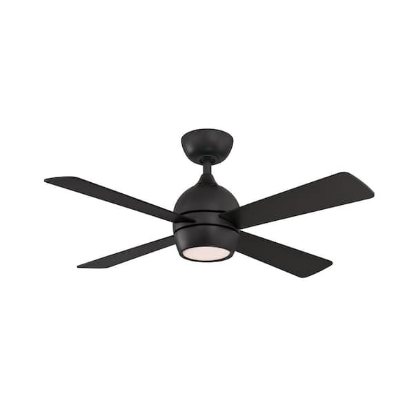 FANIMATION Kwad 44 in. Integrated LED Black Ceiling Fan with Opal ...