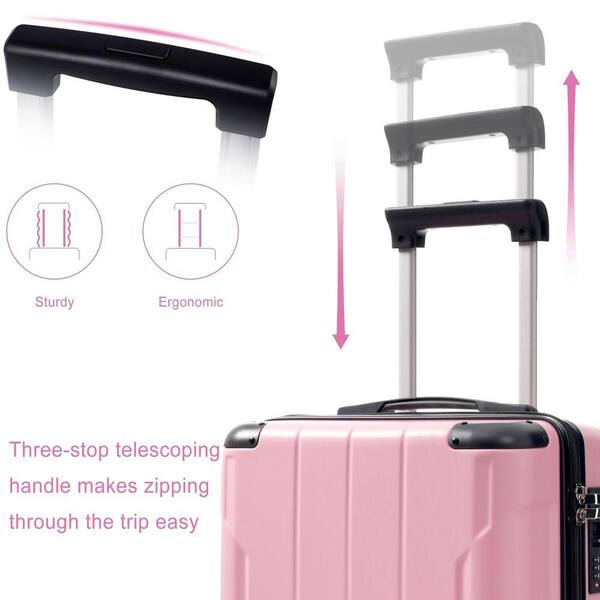 LIVACA 2-Piece Pink Lightweight ABS Plastic Hardshell Carry-On