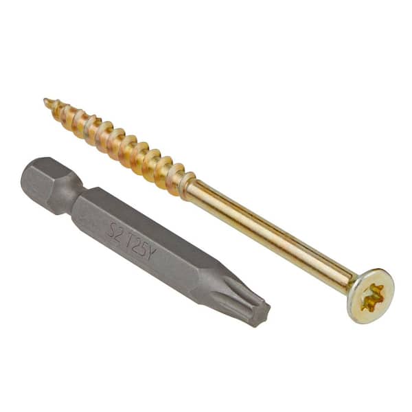 Everbilt #9 x 3 in. Yellow Zinc Star Torx Drive Flat Head Wood