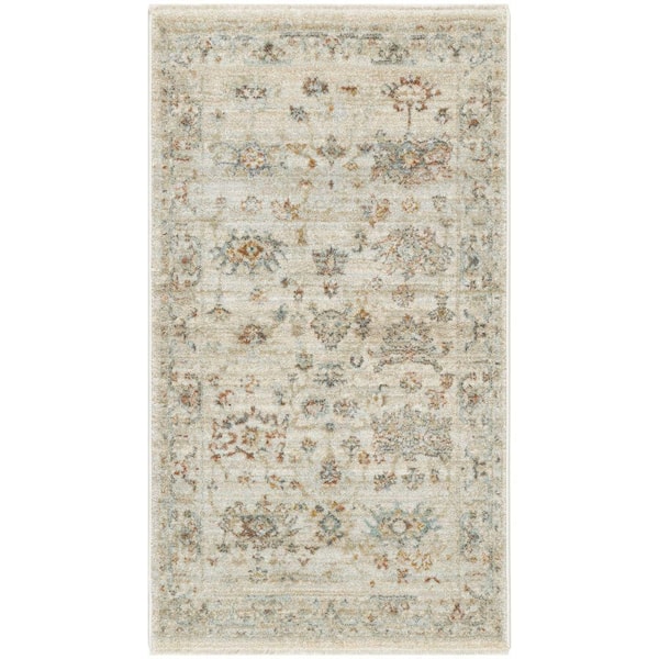 Oases Beige 3 ft. x 5 ft. Distressed Traditional Area Rug