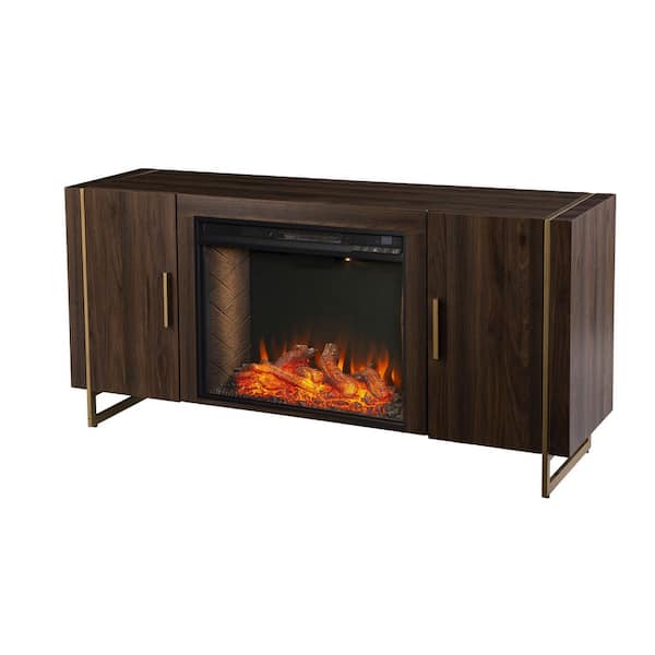 SEI FURNITURE Dashton 55 in. Smart Electric Fireplace with Media Storage in Brown