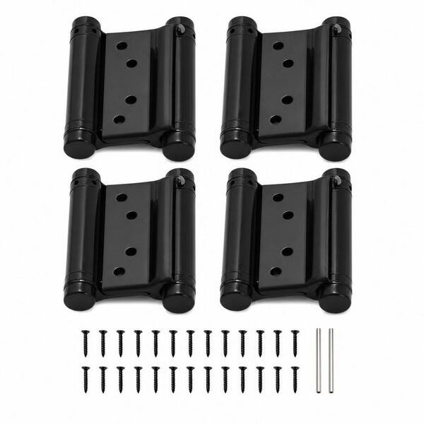 4-Pack 3 in. Double Action Door Hinges, Commercial Grade Stainless Steel Self Closing Door Hinges for Cafe, Bar, Black
